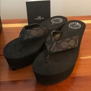 Coach Shoes - Black Wedge Coach Flip Flops Coach Shoes - Black Wedge Coach Flip Flops